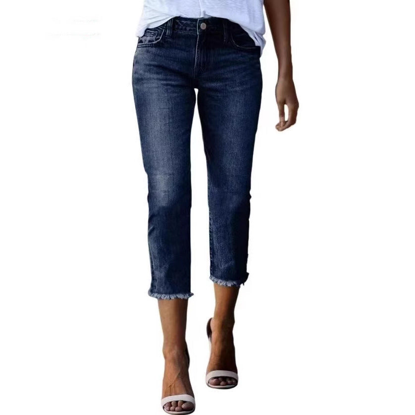 Women's Cropped Skinny Fashion High Waist Jeans