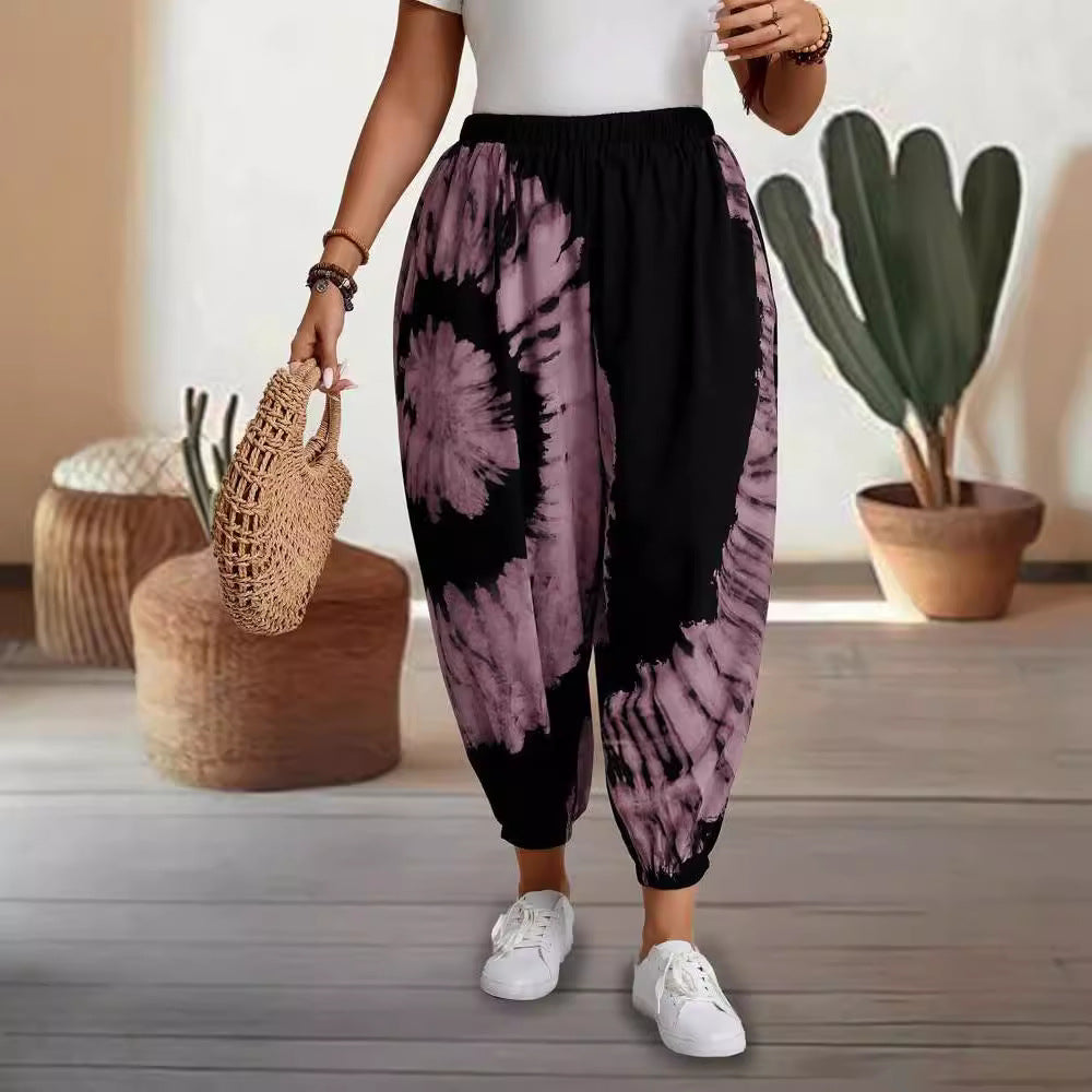 Women's Loose Printed Fashionable Skinny Trousers Casual Pants