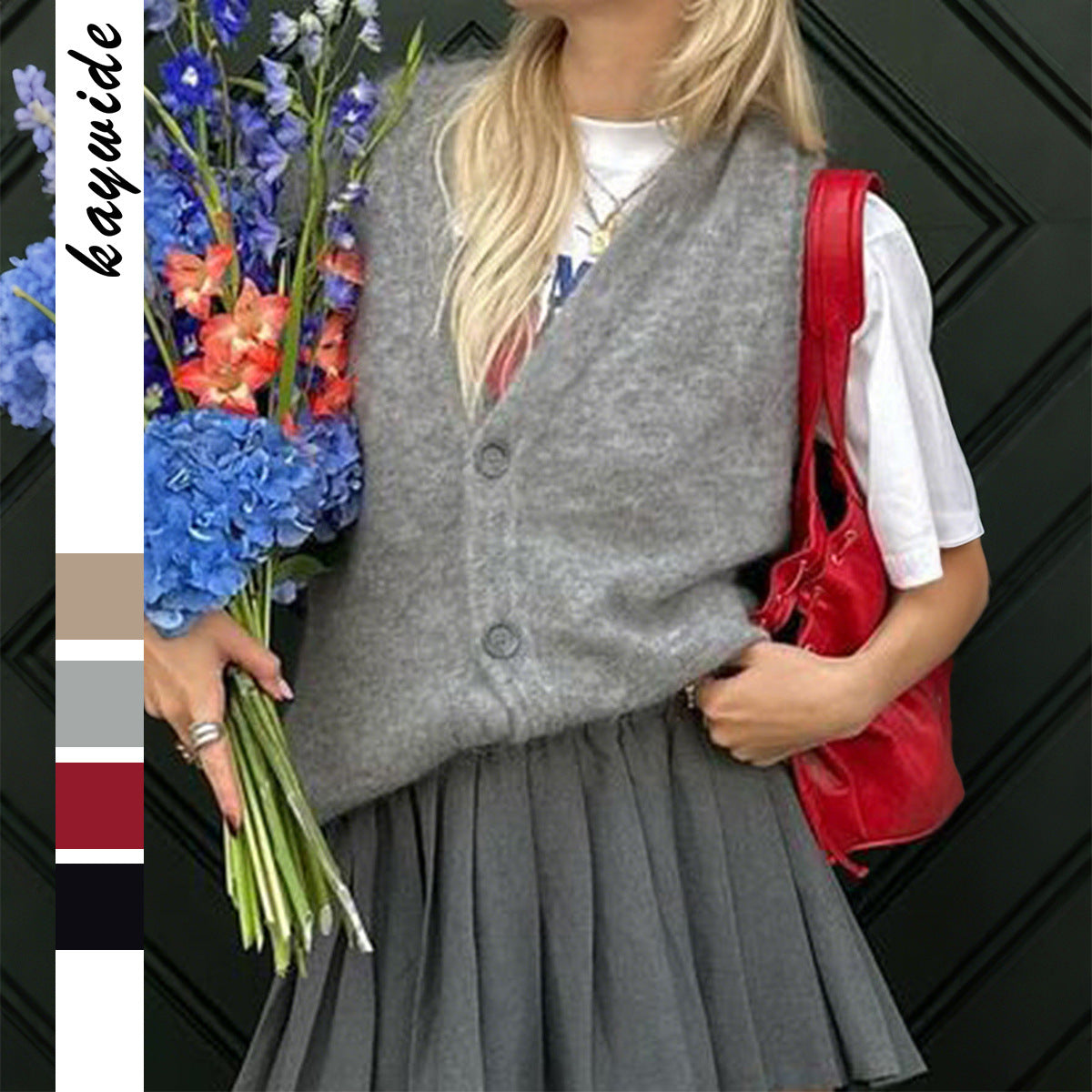 New Women's Casual Simple Buttons Woolen Small Vest/suspenders/tube Top