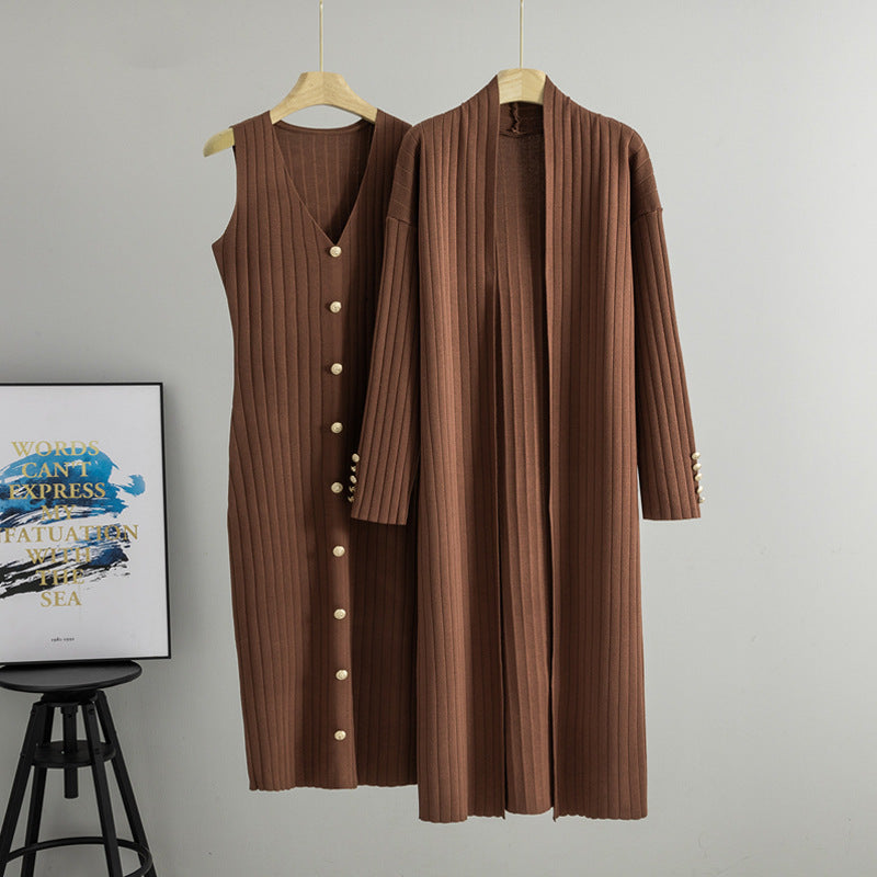 Women's Style Long Knitted Elegant Dress Two-piece Suits