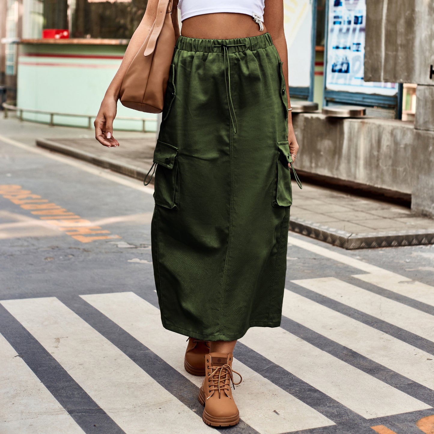 Graceful Versatile New Women's Drawstring Denim Skirt