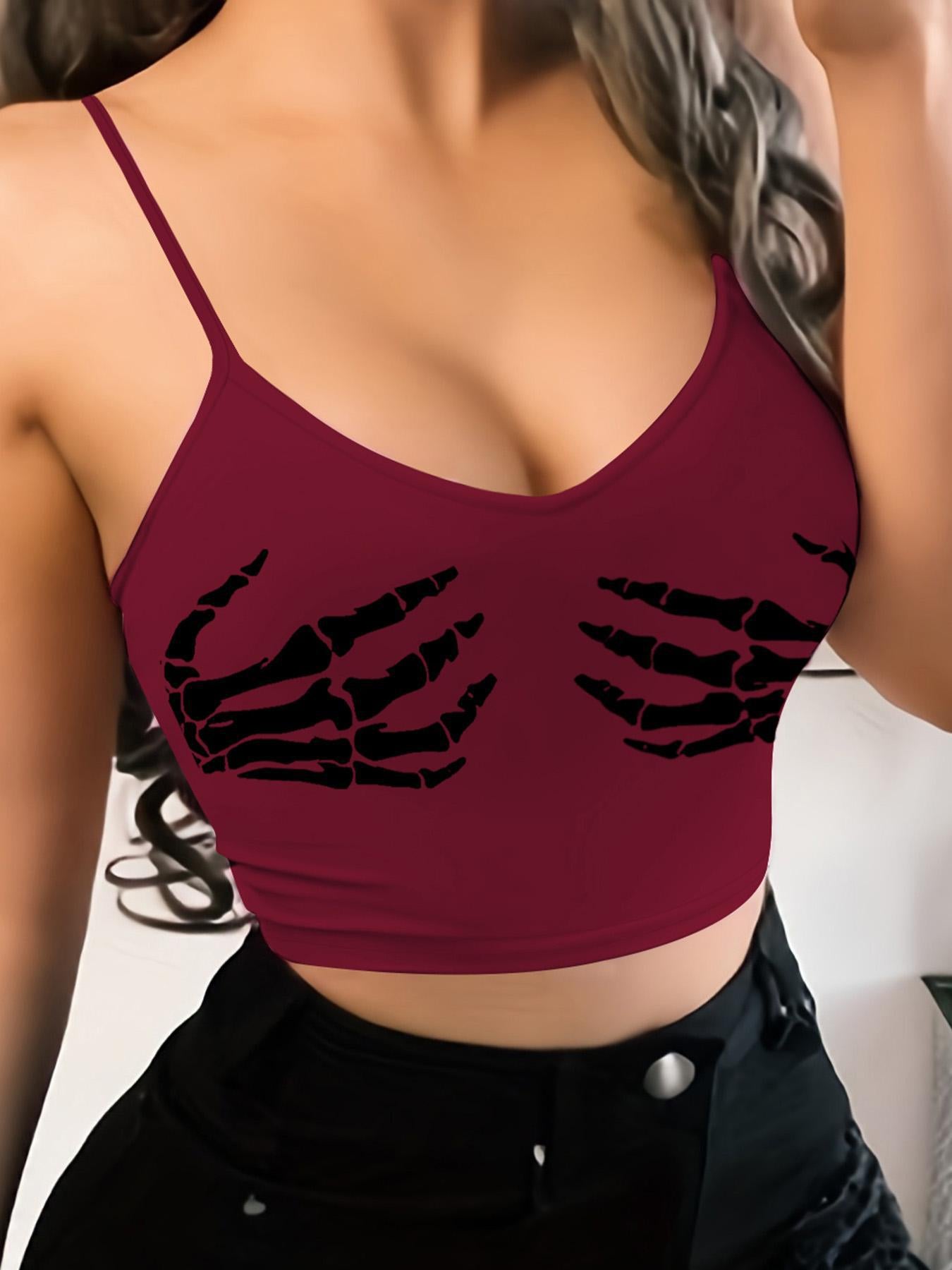 Women's Magic Claw Print Bandeau Sling Close-fitting Navel Small Vest/suspenders/tube Top