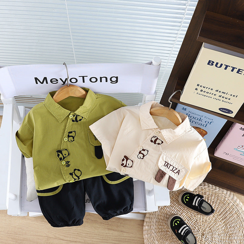 Thin Shirt Short Sleeve Two-piece Summer Breathable Children's Suit
