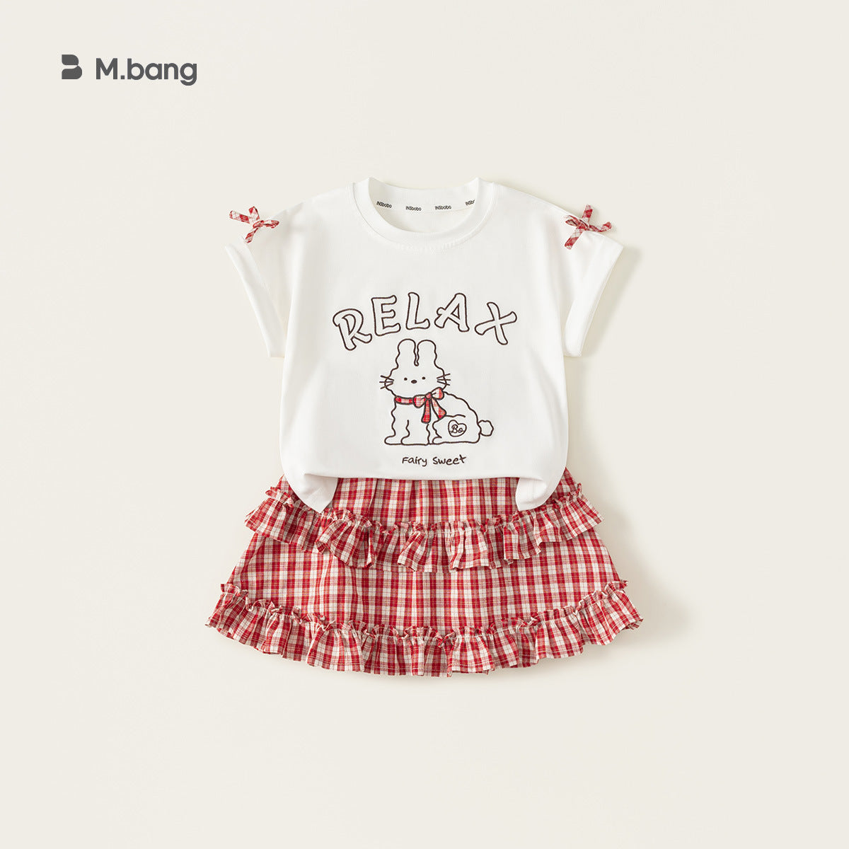 Children's Clothing Bow Cute Short Sleeve Plaid Lace Children's Suit