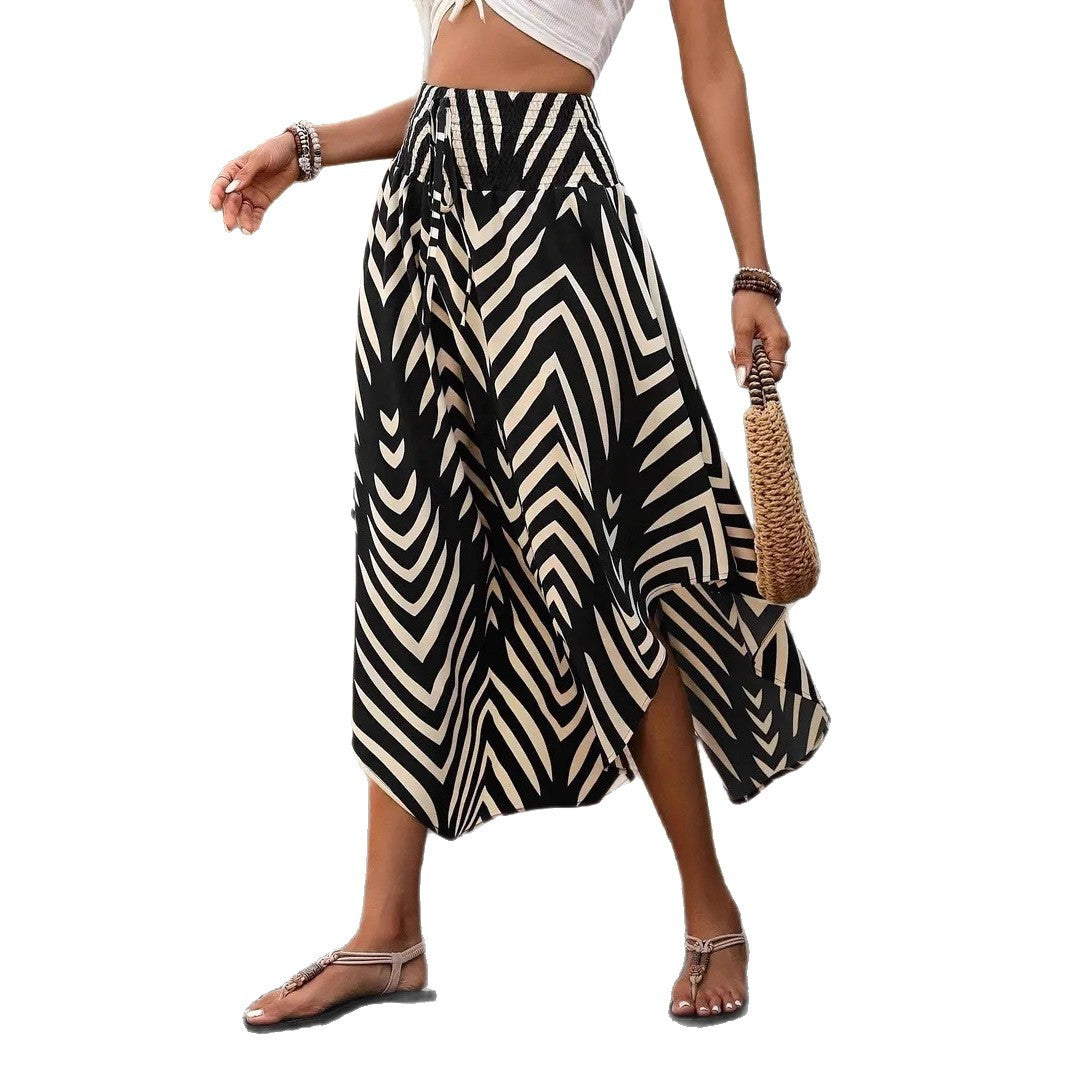 Summer Bohemian Style Elegant Personality Print Holiday Skirt