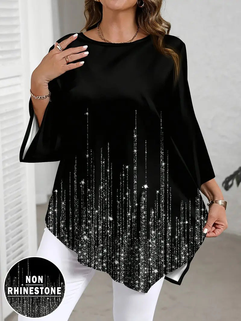 Women's Autumn Casual Versatile Gradient Printing Round Tops