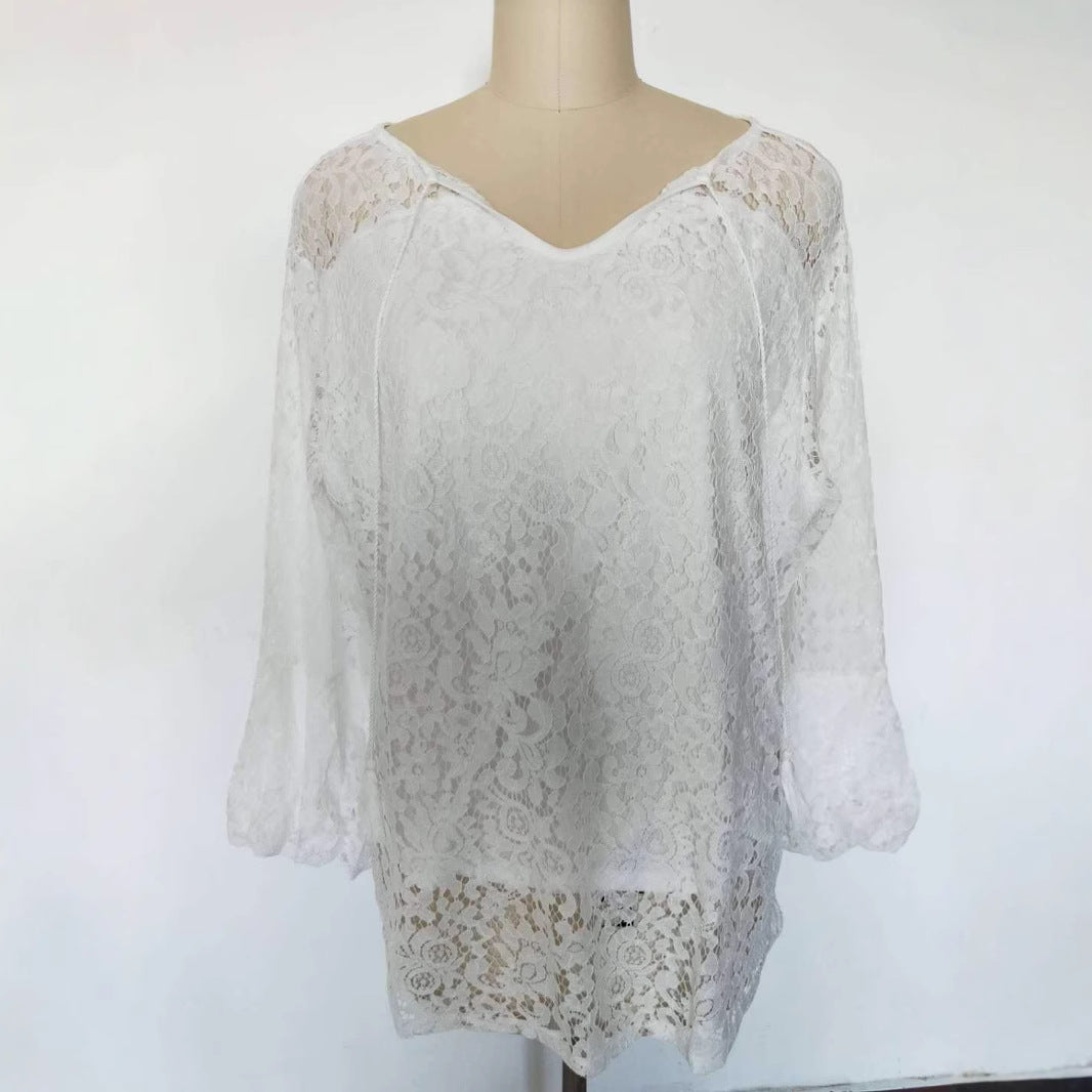 Popular Women's White Loose Pullover Long-sleeved Tops