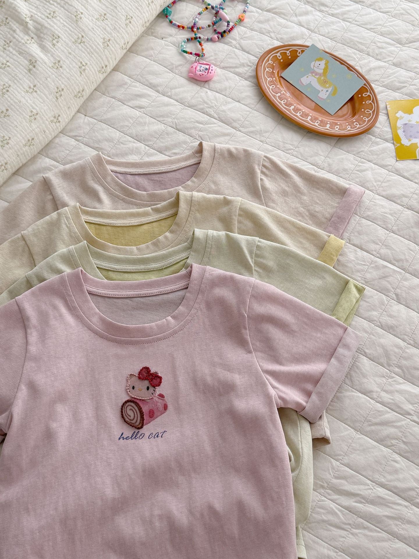 Children's Style Cartoon Embroidered Short-sleeved Tops Summer Western Children's T-shirt