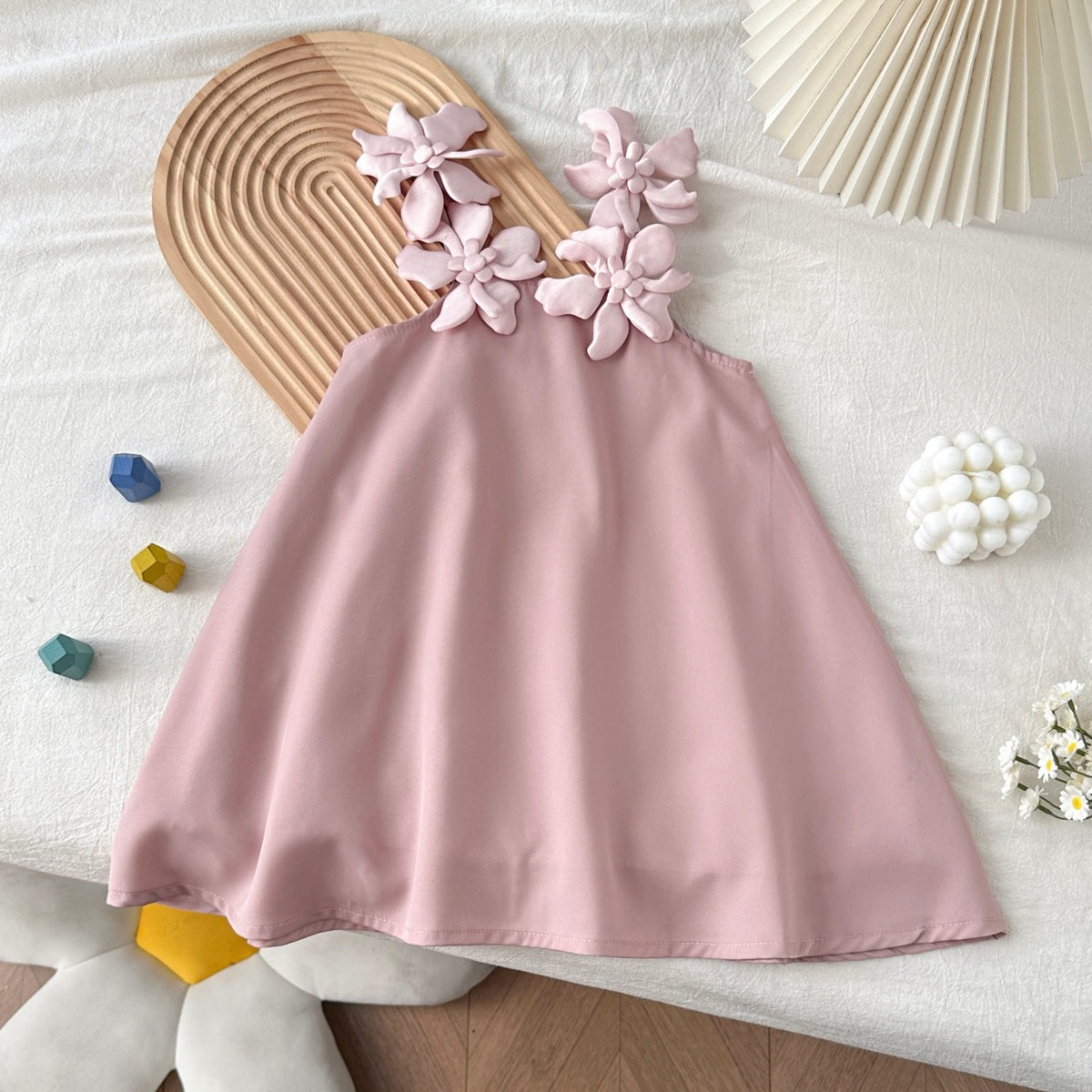 Summer Three-dimensional Flower Strap High Quality Children's Dress