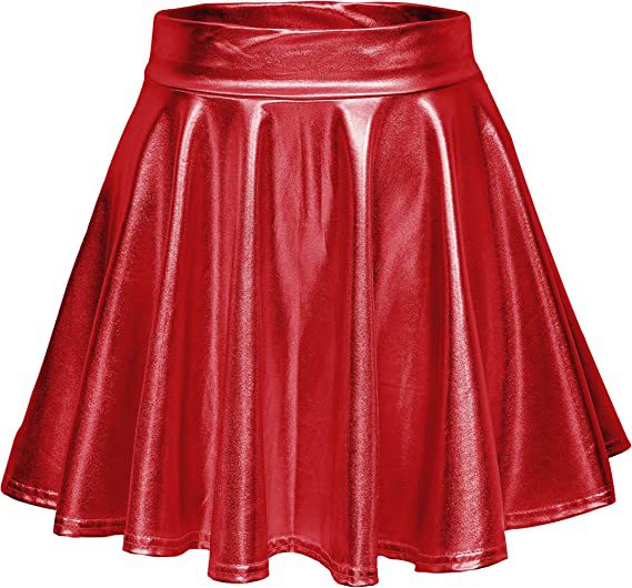 Sexy Performance Stage Leather Glossy Pleated A- Skirt