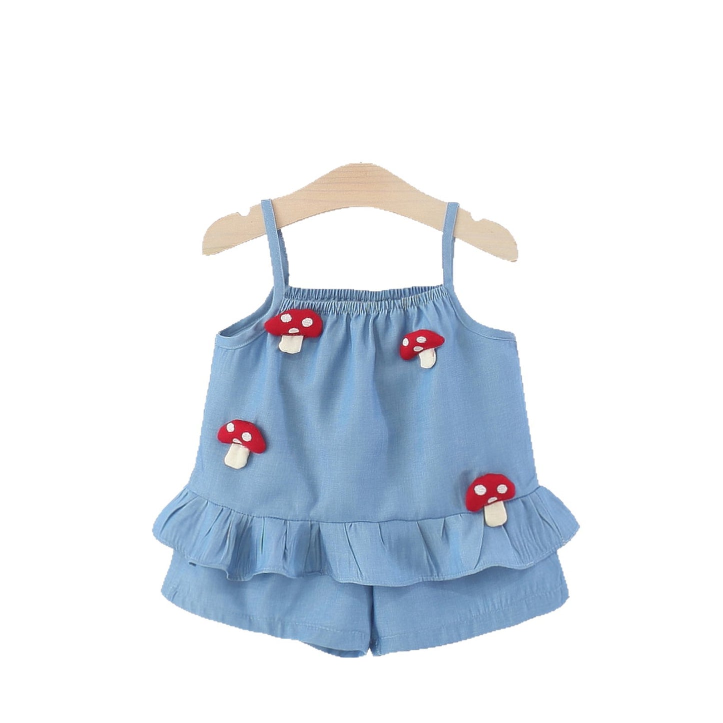 Children's Korean Mushroom Vest Fashion Suspender Shorts Two-piece Children's Suit