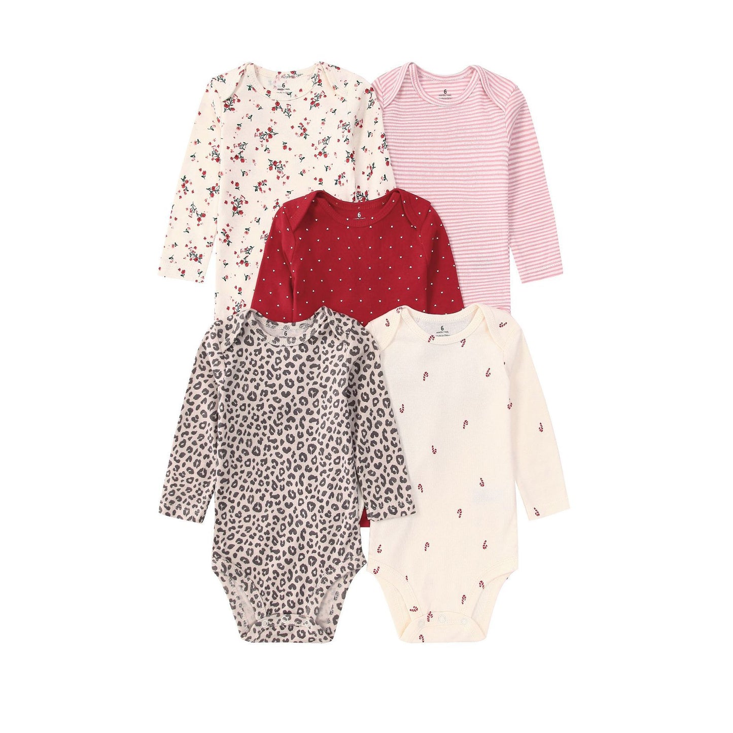 Children's Clothing Long-sleeved Triangle Romper Five Pieces Jumpsuit, Climbing Suit