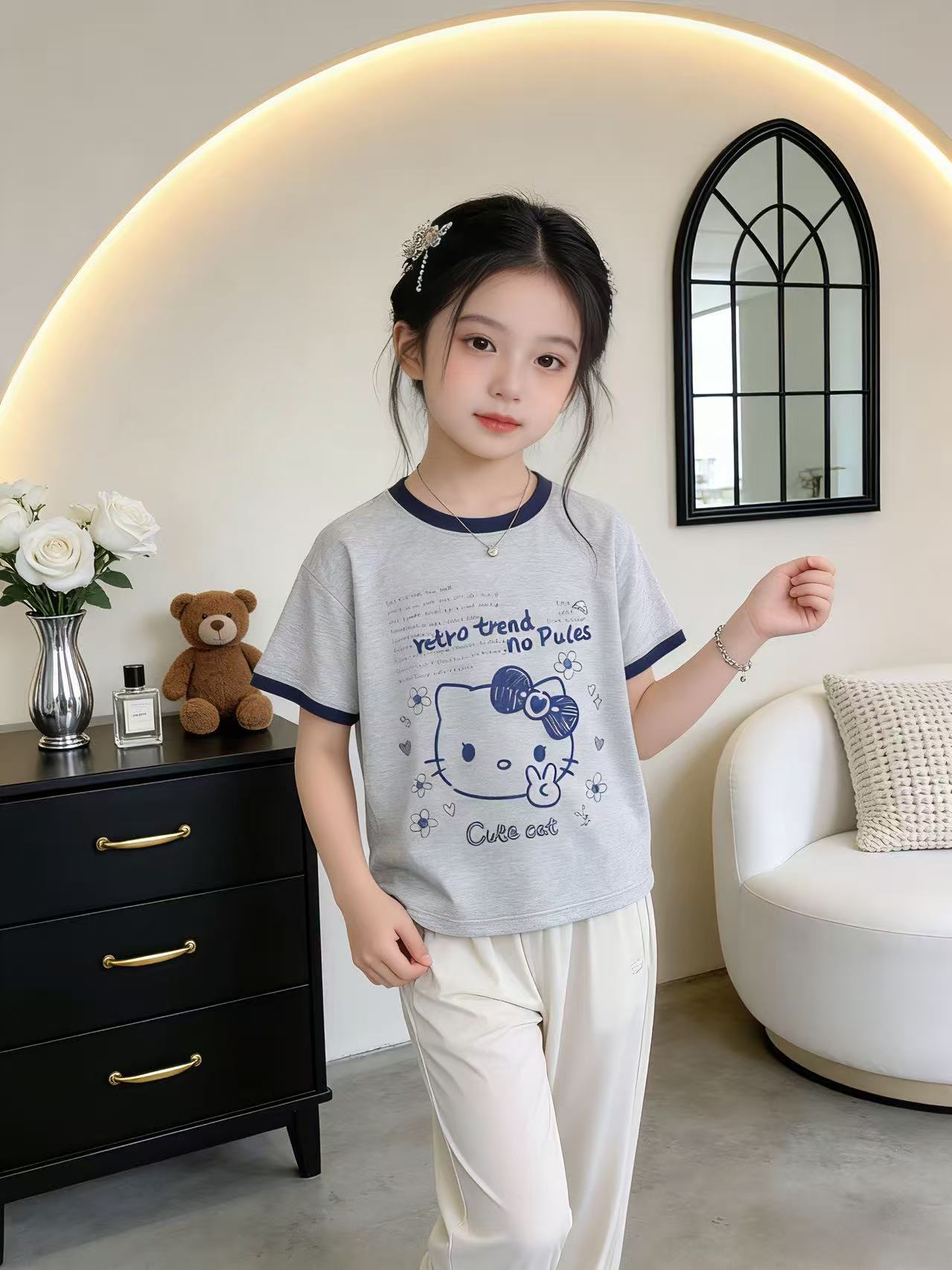Children's Yellow Duck Summer Clothing Short Sleeve Cartoon Half Casual Bottoming Children's T-shirt