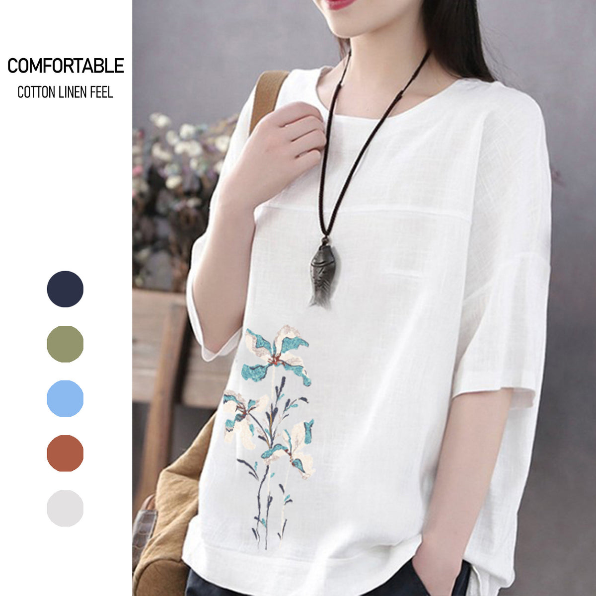 Women's Casual Short-sleeved Cotton Linen Loose Bottoming Shirt Women's T-shirt