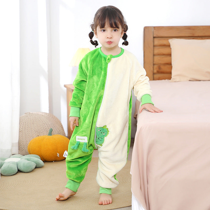 Children's One-piece Pajamas Flannel Cartoon Christmas Clothing Sleeping Jumpsuit, Climbing Suit
