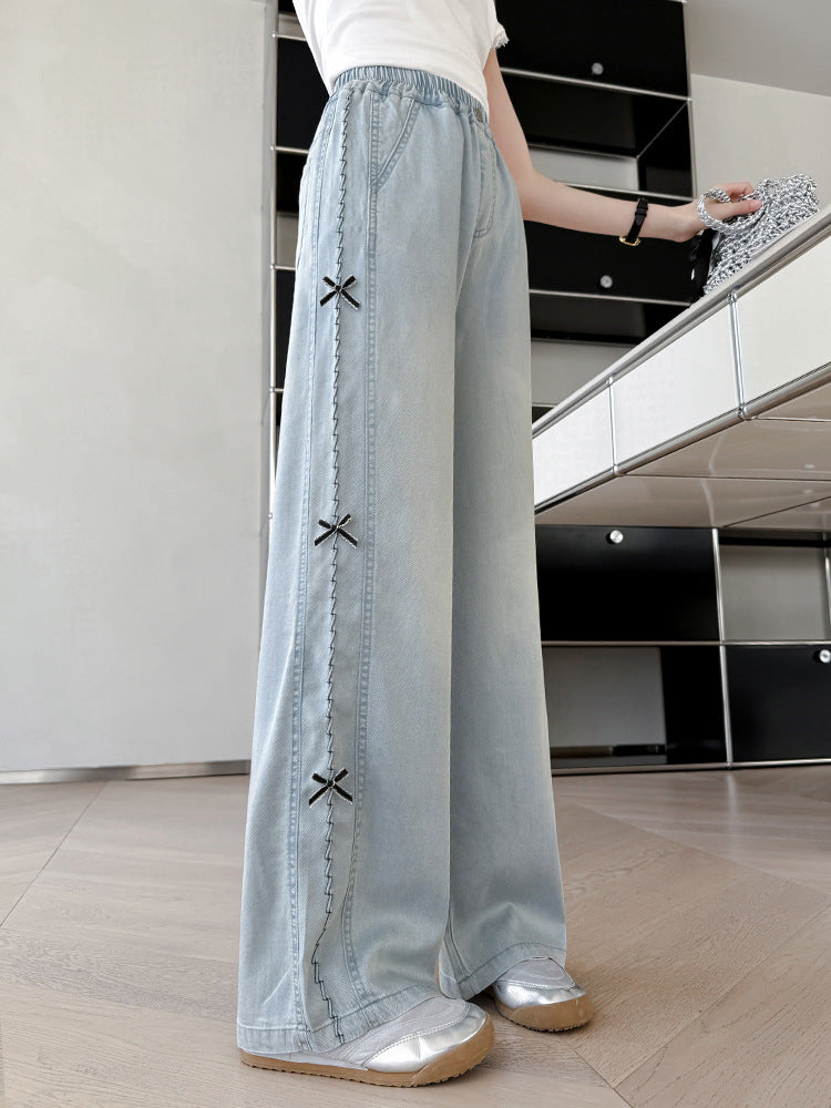 Trousers Summer Thin Korean Bow Medium Big Children's Pants