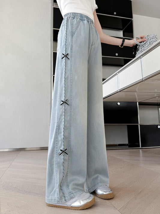 Trousers Summer Thin Korean Bow Medium Big Children's Pants