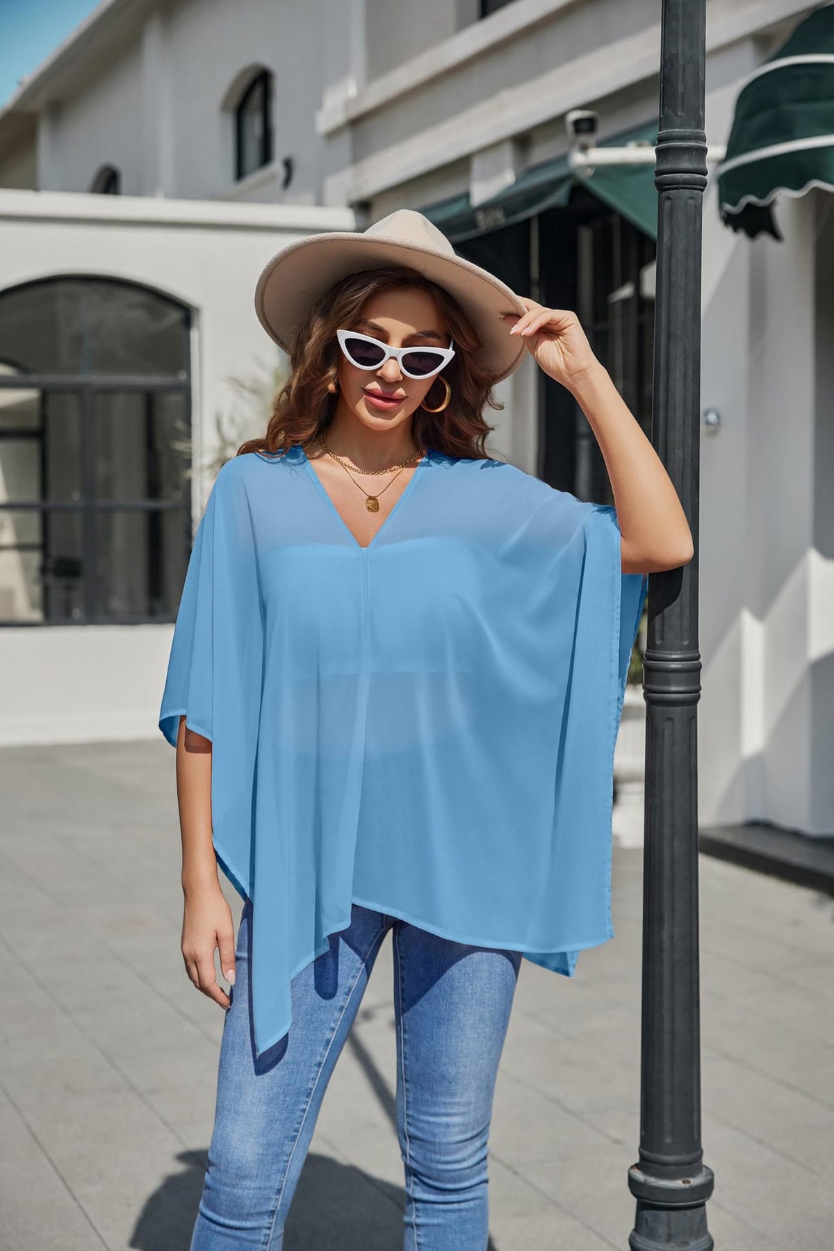 Women's Batwing Sleeve Sun Protective Loose Slimming Tops
