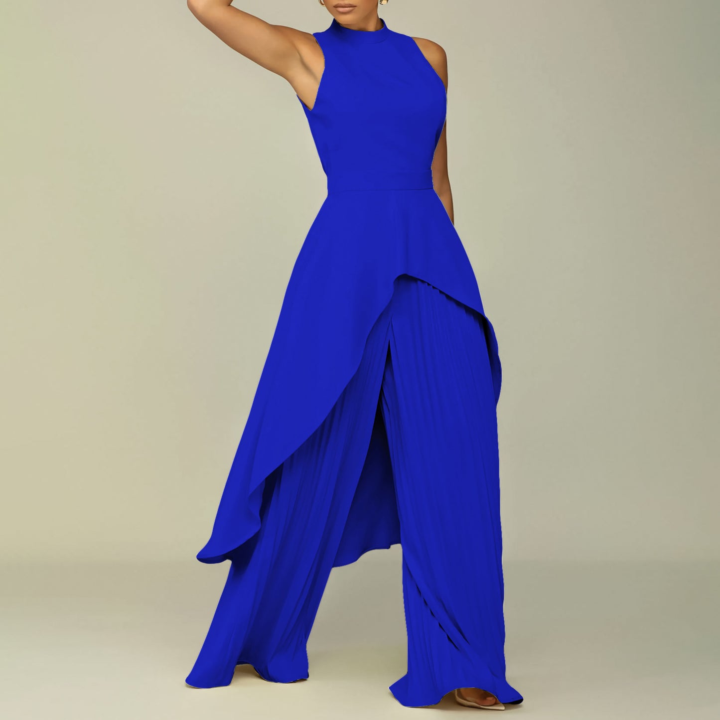 Graceful Glamorous Women's Sleeveless Irregular Two-piece Pants