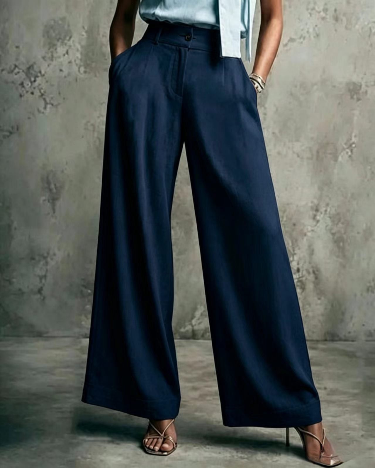 Women's Solid Color Wide Leg High Waist Loose Casual Pants