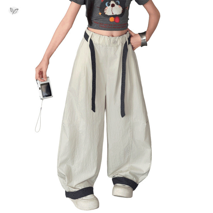 Children's Plaid Stitching Matchet Summer Medium Large Casual Lightweight Children's Pants