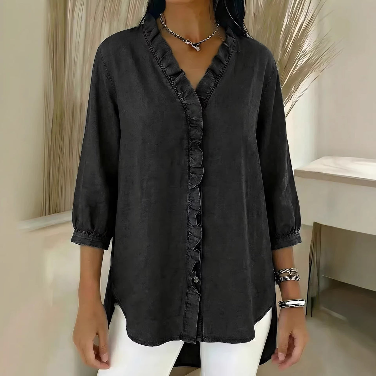 Classy Cool Women's Casual Flounce Shirt Tops