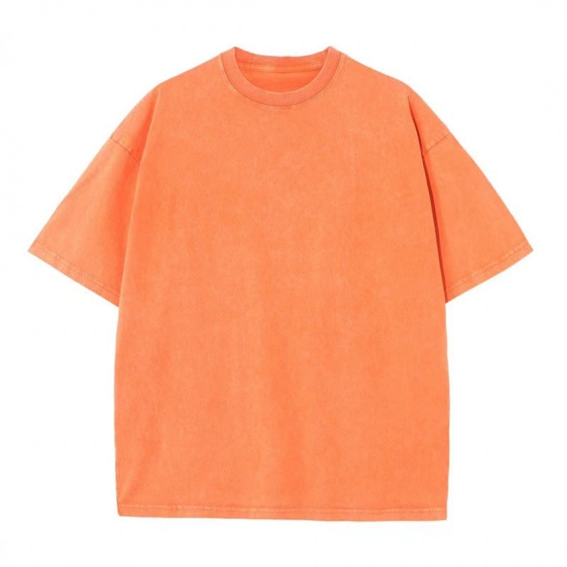 Women's & Men's Summer Fashion Waxed Washed Old Short-sleeved Large Size T-shirt