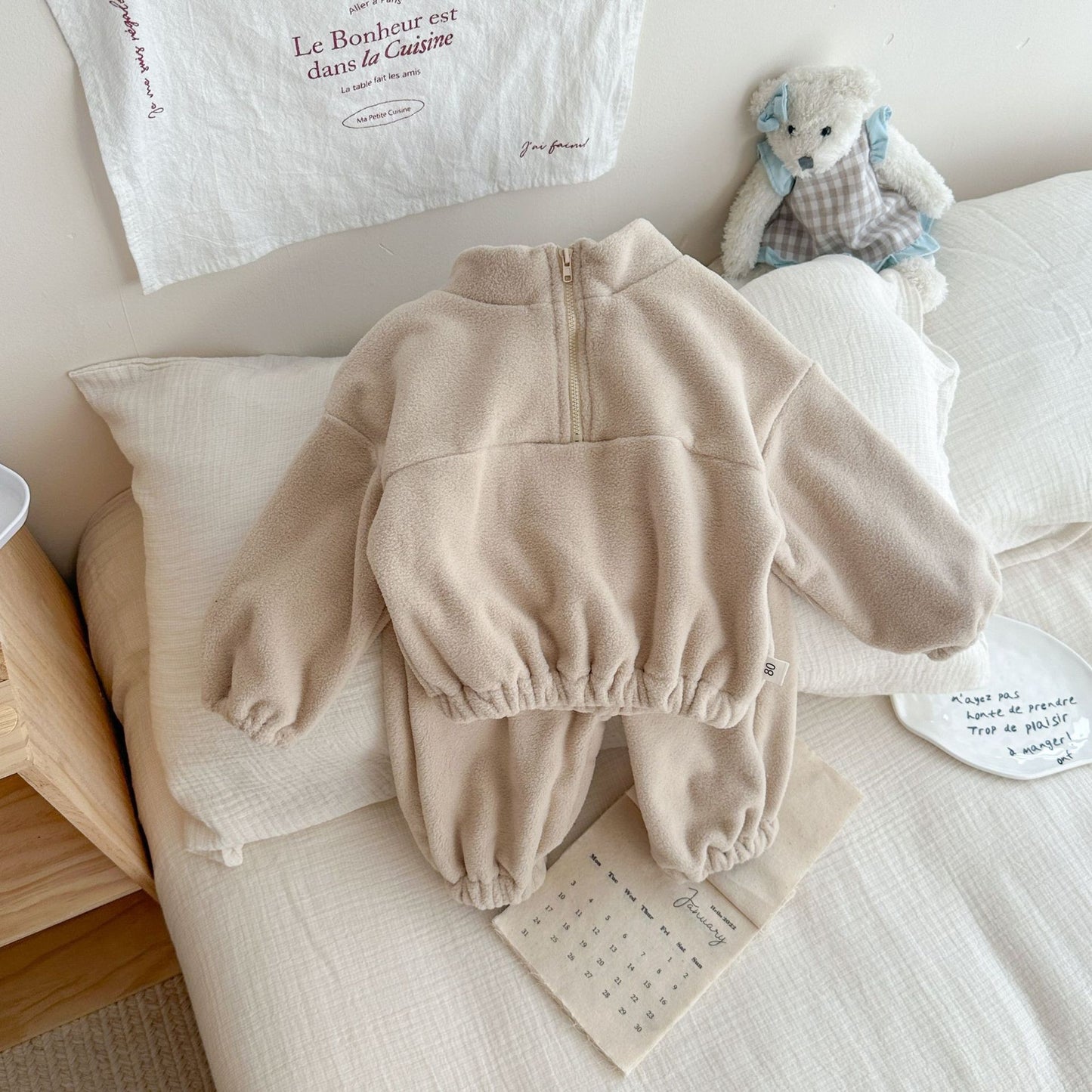 Korean Double-sided Fleece Sports Fleece-lined Twinset Children's Suit