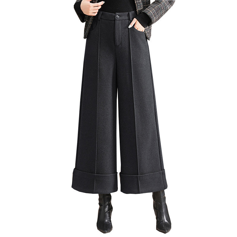 Women's Curling Woolen High Waist Slimming Thickened Straight Suits