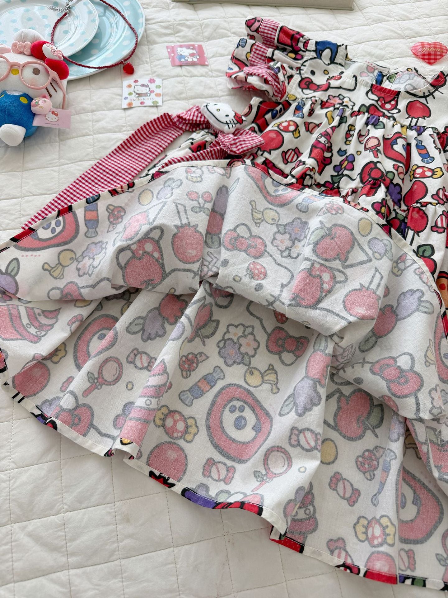 Summer Cat Combed Cotton Flounced Sleeve Princess Children's Dress
