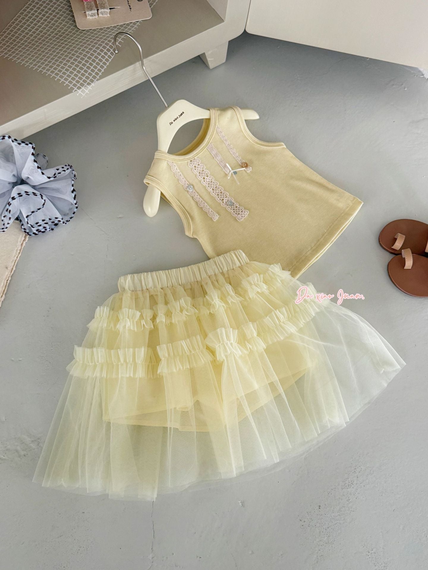 Large Small Bow Vest Korean Style Sleeveless Children's T-shirt