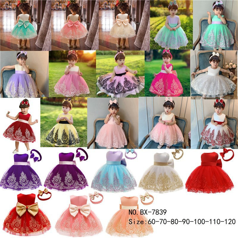 Children's Spring Wear Princess Lace Color Matching Children's Dress
