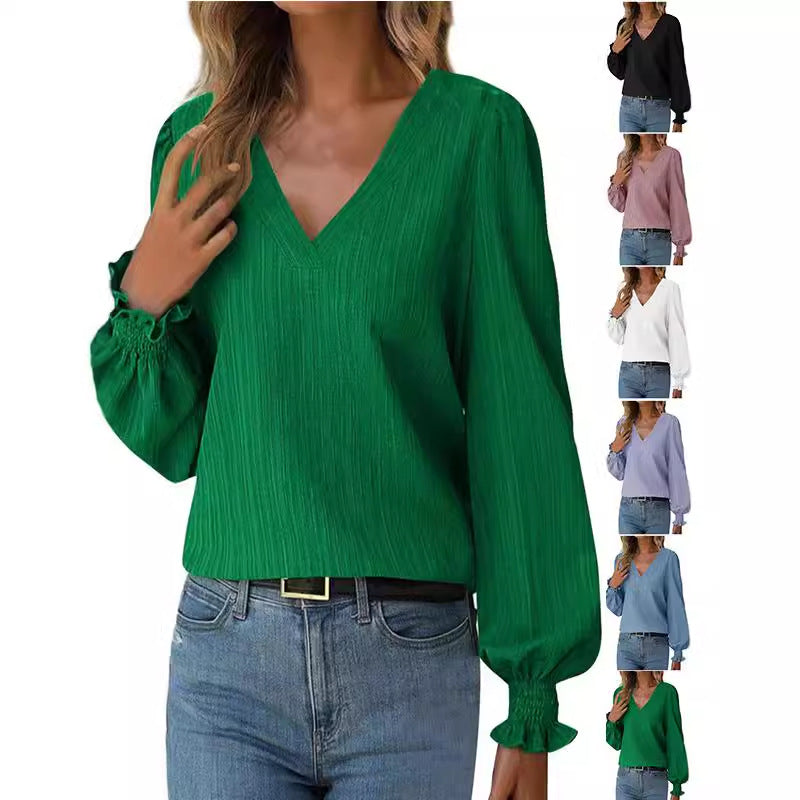 Women's Autumn Minimalist Long Sleeve Solid Color Blouse