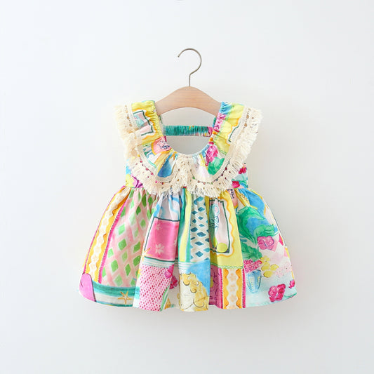 Collar Chiffon Korean Style Large Lapel Oil Children's Dress