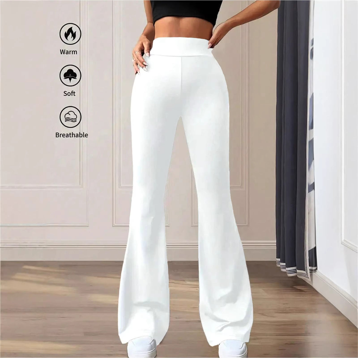 Women's Flared Trousers High Waist Loose Draggle-tail Casual Pants