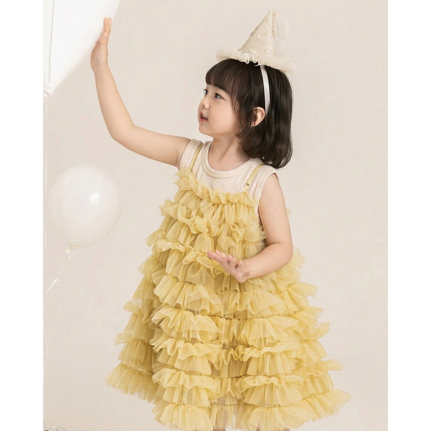 Summer Cute Cake Dress Mesh Princess Sleeveless Bottoming Children's Suit