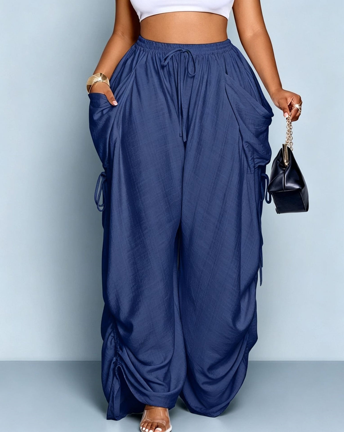 Women's Autumn High Waist Harem Cotton Linen Micro Elastic Casual Pants