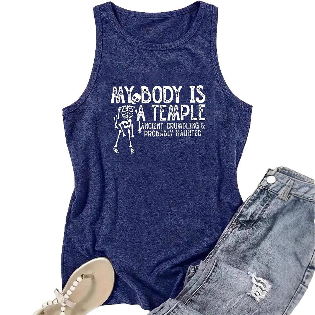 Women's Summer Casual Sleeveless Large Tanks Skull Clothing