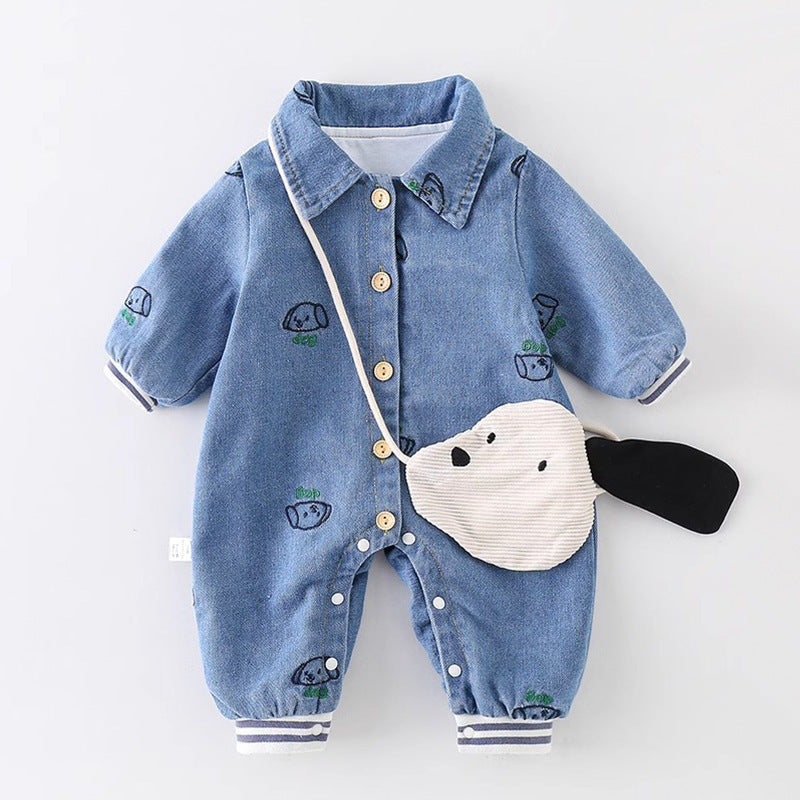 Jumpsuit Imitation Denim Long Sleeve Comfortable Jumpsuit, Climbing Suit