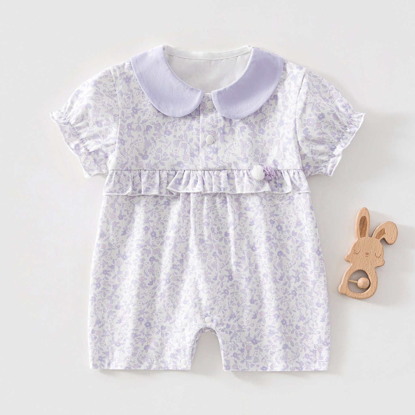 Clothes Summer Class Cotton Short Sleeve Floral Lantern Fresh Princess Jumpsuit, Climbing Suit