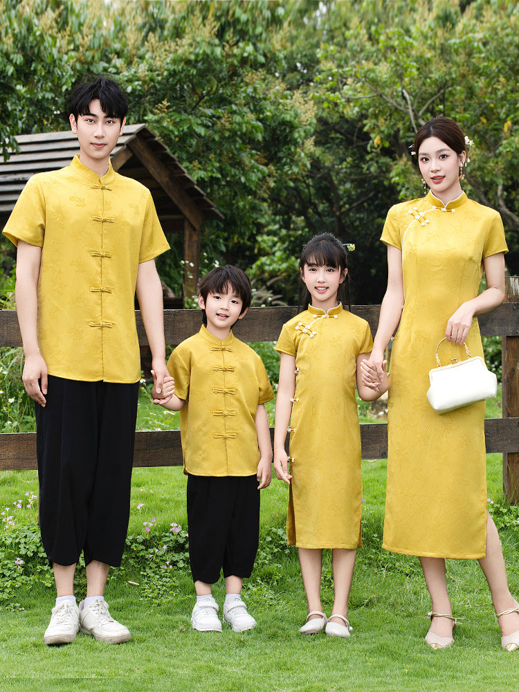 Of Three Or Four Pack Chinese Clothes Cheongsam For The Parent-child Outfit
