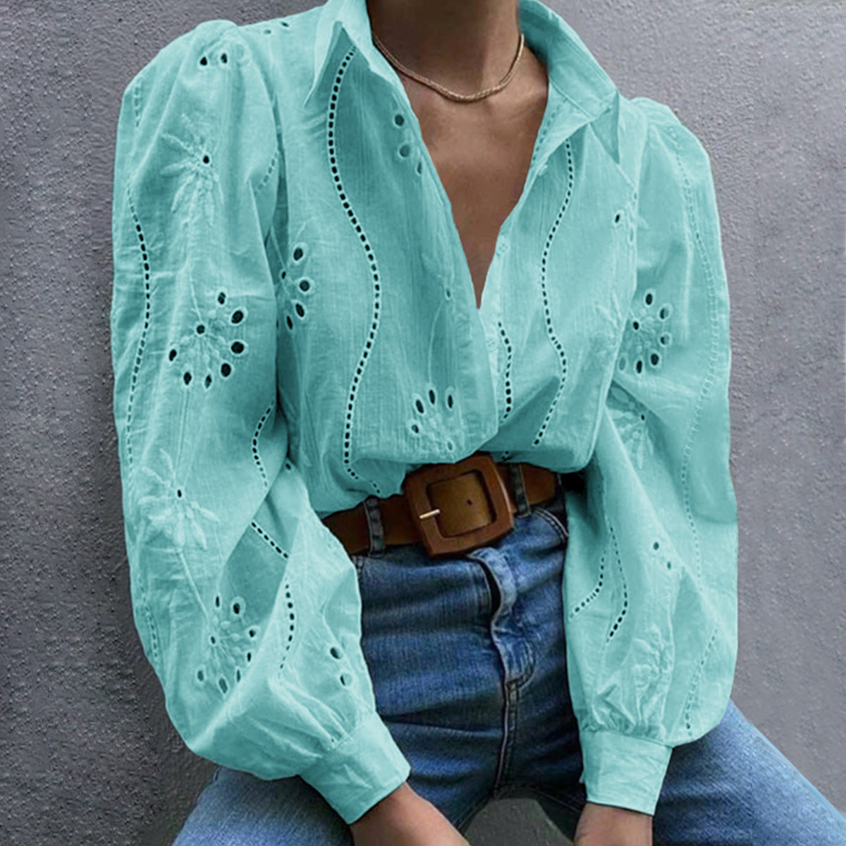 Women's Casual Loose Fashion Puff Sleeve Blouse