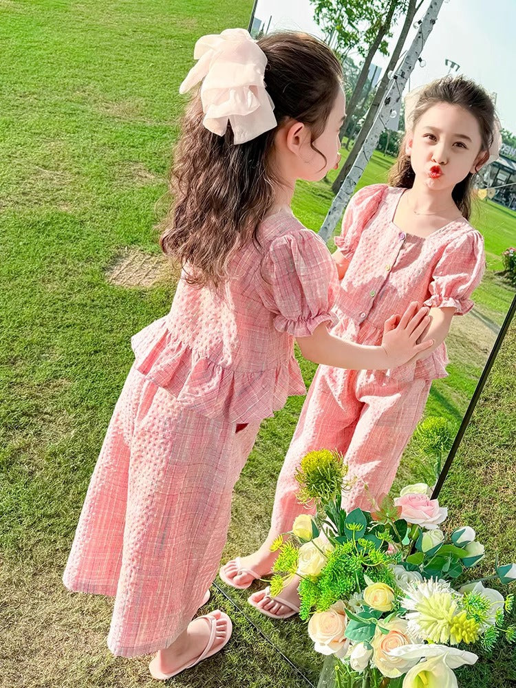 Children's Summer Fashionable Korean Style Short Sleeve Two-piece Set Children's Suit