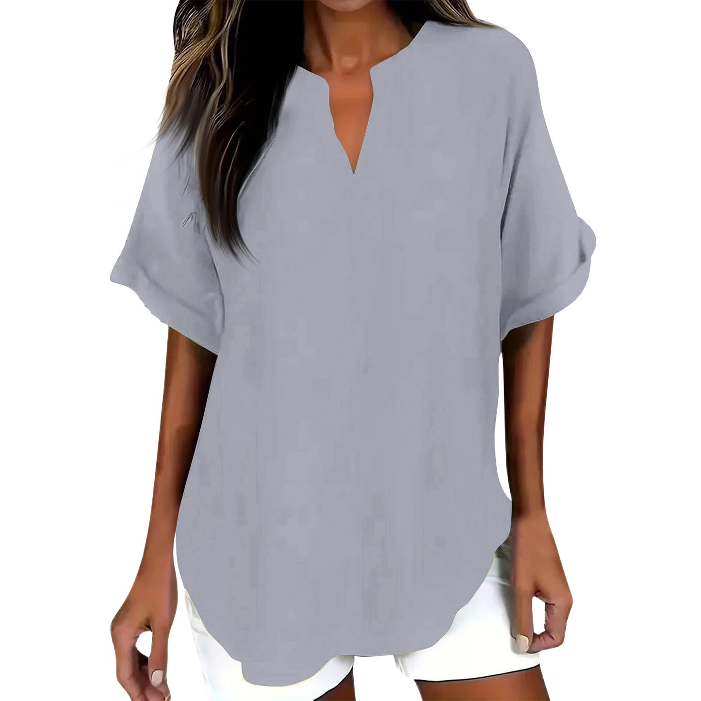 Women's Fashion Loose Shirt Casual Cotton Linen Blouse
