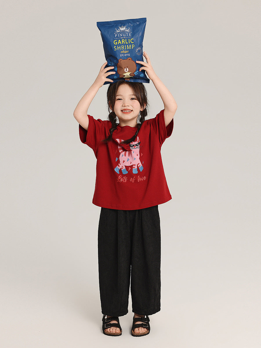 Solid Color Optional Pudding Summer Middle Big Children's Pants