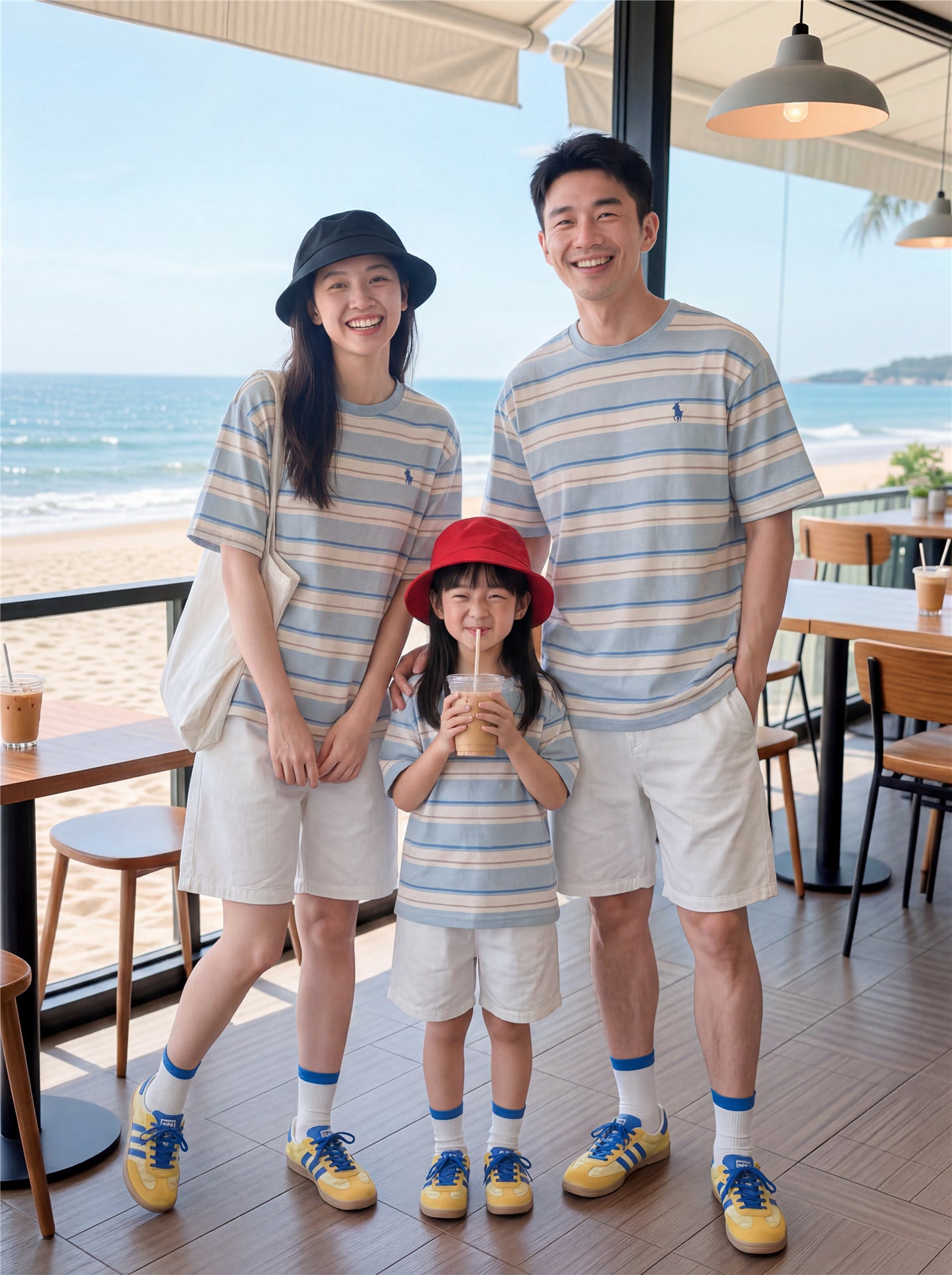 Summer Seaside Style Travel Holiday T-shirt Family Of Three Four Parent-child Outfit