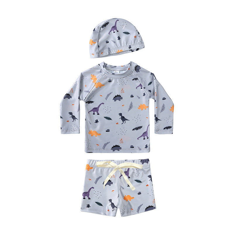 Children's Summer Long Sleeve Split Style Swimsuit Boys Boy Sun Protective Children's Suit