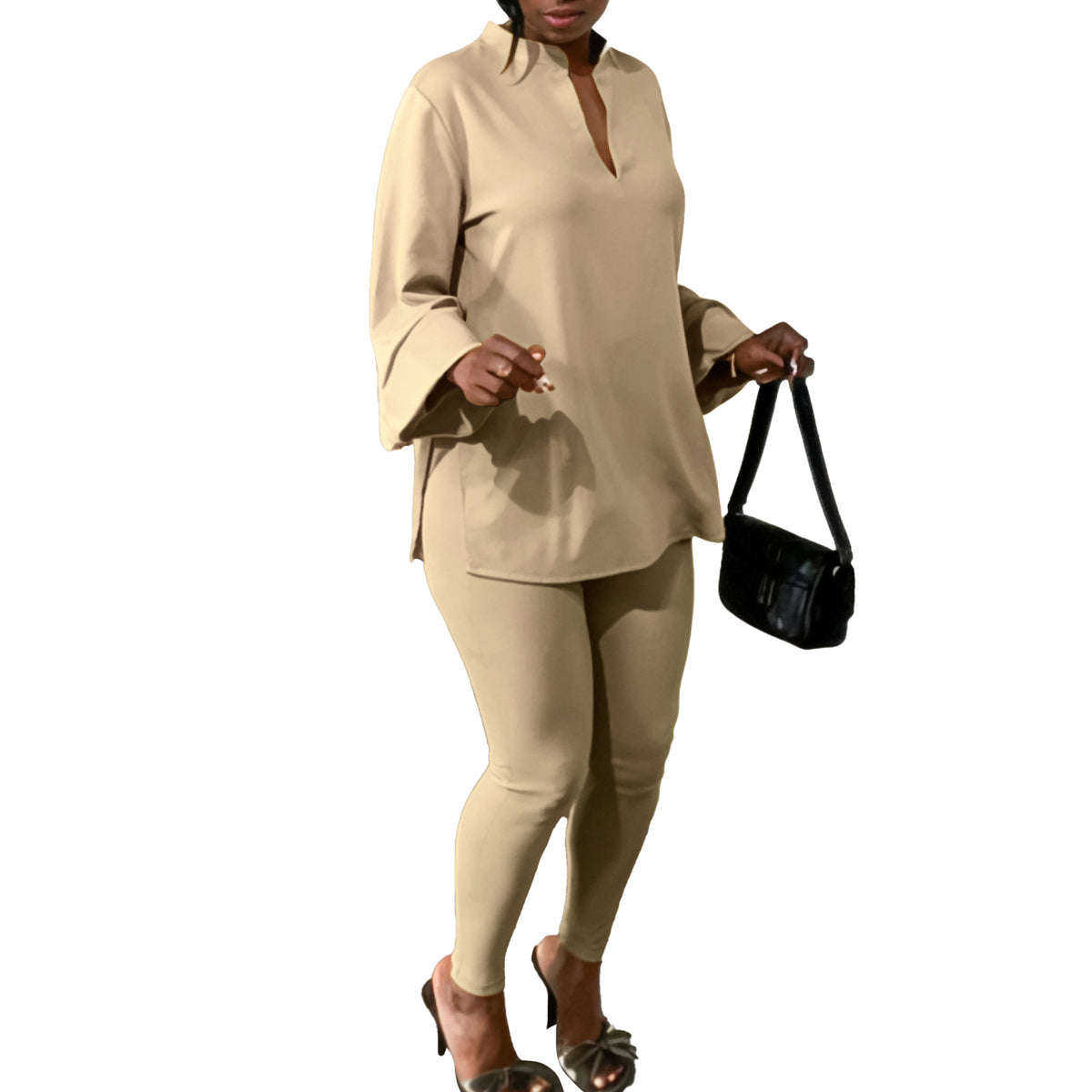 Women's Style Solid Color Long Sleeve African Fashion Casual Suit