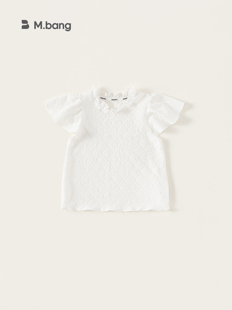 Children's Short-sleeved Summer Dress Western Style Wooden Ear Small Medium Children's T-shirt