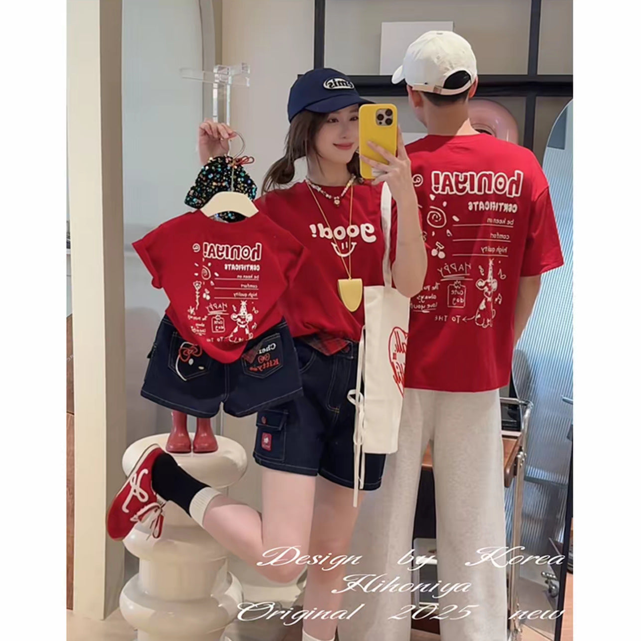 Fried Street Summer Clothes Family Three Or Four Cartoon Parent-child Outfit